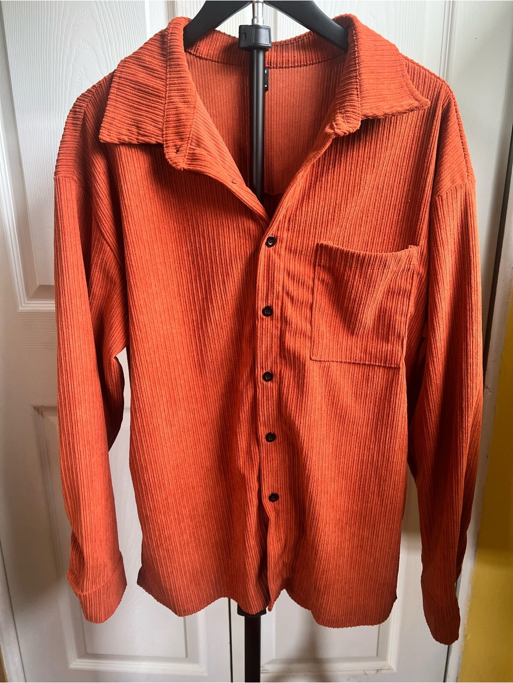 SHEIN Corduroy Long Sleeve Top in Rust Orange
